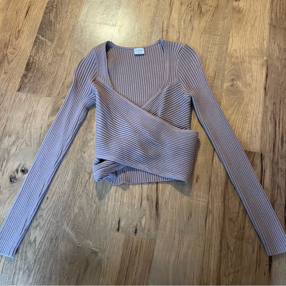 Abercrombie & Fitch Ribbed Wrap Crop Top